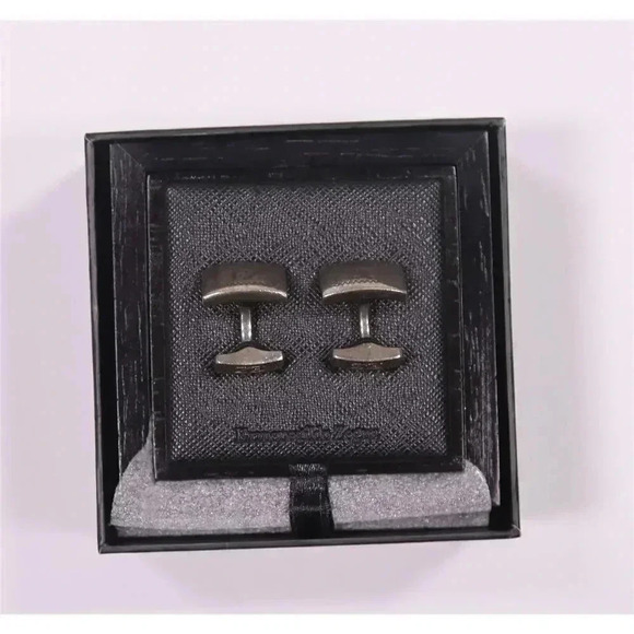 Ermenegildo Zegna 925 Sterling Silver Cufflinks EZ Logo in Wooden Box - Picture 3 of 13